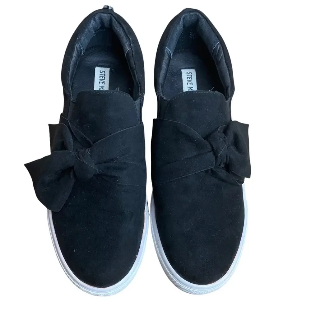 Steve Madden Frilie Platform Bow Sneakers Sz 9.5 Black White